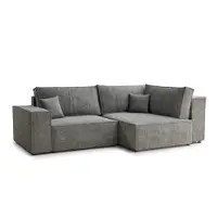 Colțar gri extensibil/cu spațiu de depozitare cu tapițerie din chenille (cu colț pe partea dreaptă/în formă de ”L”) Tonga – Maison de Rêve