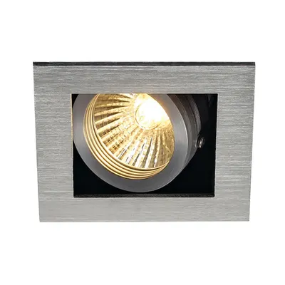 Spot incastrat, KADUX Ceiling lights GU10, aluminium single-headed, QPAR51, square, brushed aluminium, max. 50W, incl. clip springs