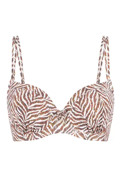 Sutien de baie cu burete si animal print - Multicolor