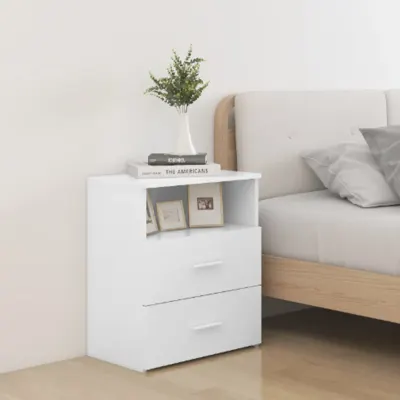 vidaXL Noptiere, 2 buc., alb, 50x32x60 cm