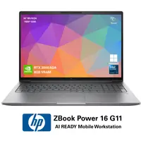 Laptop Refurbished HP ZBook Power 16 G11 Mobile AI Workstation, Intel Core Ultra 7 165H, 32GB DDR5, 512GB SSD, NVIDIA RTX 2000 8GB, 16” WUXGA (1920×1200) Touchscreen, Webcam, Win11 Pro