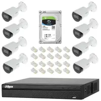 Sistem complet de supraveghere IP Dahua DH-8CEXT30MIP-2MP cu 8 camere de 2MP, IR 30m, Starlight, POE