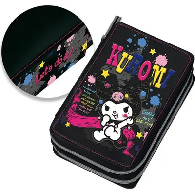 Penar cu accesorii Graffiti Kuromi - Sketchy, 2 fermoare