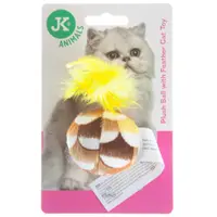Jucarie Pentru Pisici, minge plus & pene galben, 4.5 cm