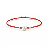 Bratara cu snur flori de tei din aur galben cu diamant de 0.01ct pentru copii