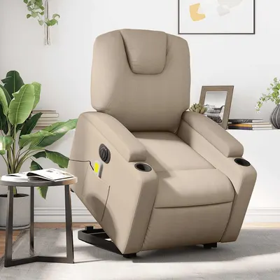 vidaXL Fotoliu electric masaj rabatabil cu ridicare, cappuccino