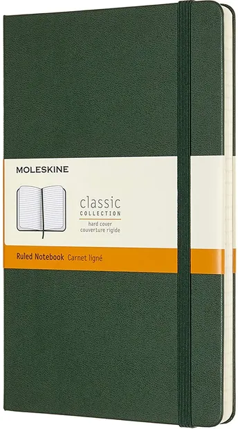 Agenda cu coperti tari Moleskine Classic Ruled - Verde, file liniate