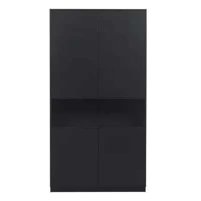 Dulap modular negru din lemn masiv de pin 110x210 cm Finca – WOOOD