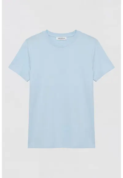 Tricou cu model uni - Albastru pastel