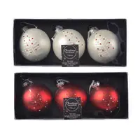 Set 3 globuri - Bauble Glass Matt Tree with Beads - mai multe culori