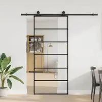 Gossi usa glisanta cu set de feronerie neagra 90x205 cm sticla esg