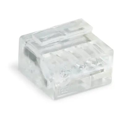 MICRO PUSH WIRE® connector for junction boxes; for solid conductors; 0.8 mm Ø; 4-conductor; transparent housing; light gray cover; Surrounding air temperature: max 60°C; transparent