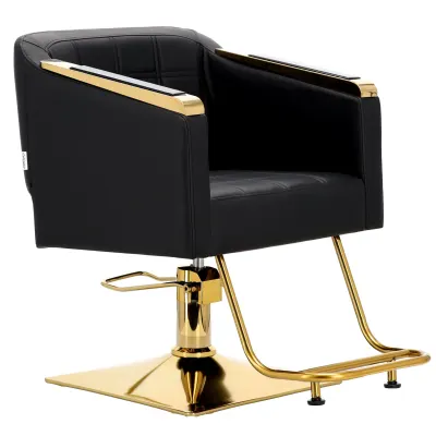 Scaun Frizerie si Barber Pikos Gold – Reglabil Hidraulic, cu Suport Picioare, Negru