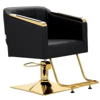 Scaun Frizerie si Barber Pikos Gold – Reglabil Hidraulic, cu Suport Picioare, Negru