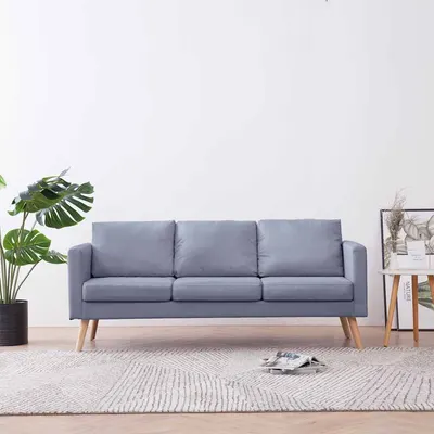 vidaXL Canapea cu 3 locuri, material textil, gri deschis