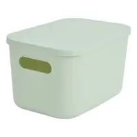 Cutie de depozitare verde-deschis din plastic cu capac 24,5x18x15 cm – Homéa