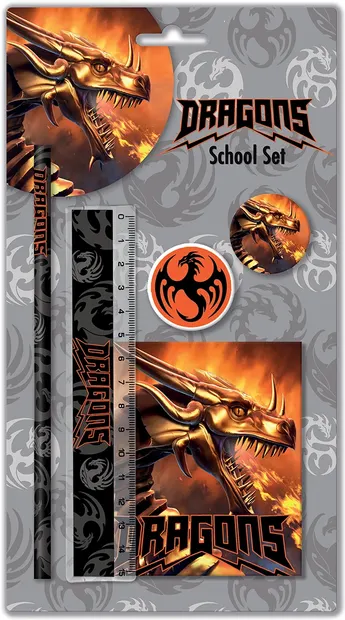Set de rechizite școlare Graffiti Dragons - 5 piese
