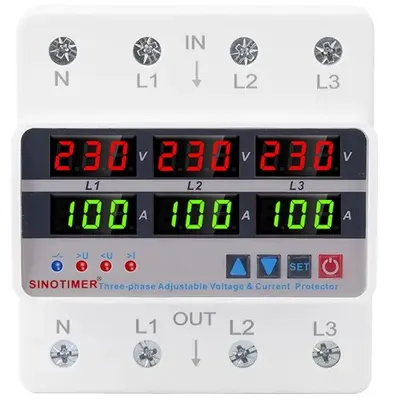 Releu trifazic cu functionare independenta pe faze, SINOTIMER, protectie digitala tensiune 220V, reglabil 1 100A STVP935A-D-100A
