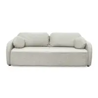 Canapea extensibila NOVA, 3 locuri, cu arcuri si lada depozitare, bej inchis + alb, 226x103x90 cm