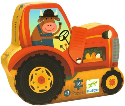 Puzzle educațional Djeco - Tractor, 16 piese