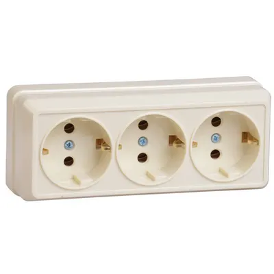 RS23-3-ok Tripla -priza cu impamantare ing contact 16A OKTAVA (cream)
