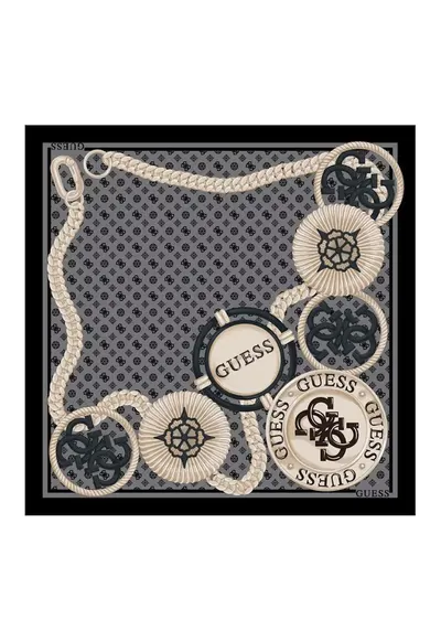 Esarfa cu imprimeu logo contrastant - Negru/Maro taupe deschis