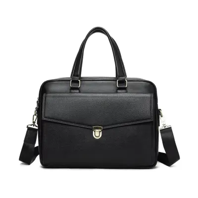 Servieta pentru barbati, Dael GT3283, piele naturala, Neagra