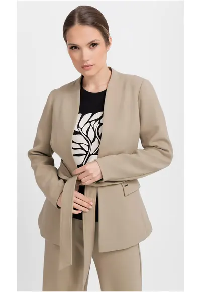 Sacou pentru dama cu cordon - cu maneci lungi JB-Mirella - bej - Bej