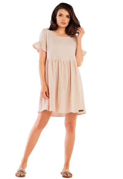 Rochie M260 - Bumbac/Lycra - Bej