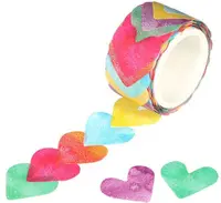 Rola cu stickere Folia - Inimi colorate, 200 bucati