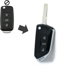 Carcasa Cheie Auto tip Briceag Techstar Modificata, 3 Butoane, Compatibila Volkswagen Golf 5, Passat B6, Touran, Jetta, Skoda Octavia 2 – design sport, model imbunatatit