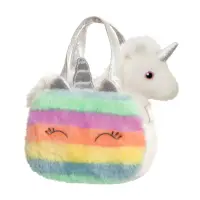 Set geanta pentru copii cu jucarie de plus Fancy Pals, 2 in 1 - Unicorn alb, Geanta multicolorata, 20 cm