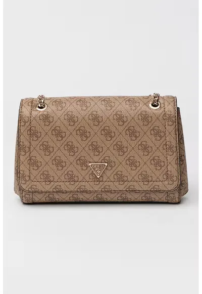Geanta crossbody din piele ecologica cu model monograma Noelle - Maro inchis/Bej