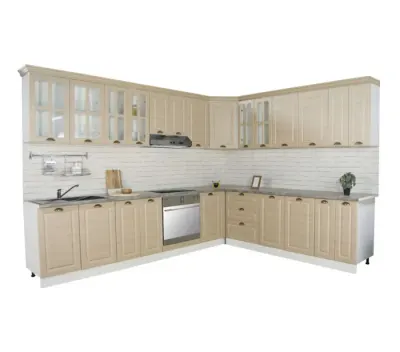 Set bucatarie SQUARE COLT 300x250 cm, 15 corpuri, blat termorezistent, fronturi MDF, fag