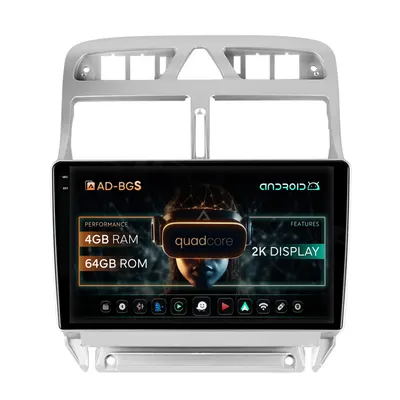 Navigatie 2K Peugeot 307, Android, S-Quadcore 4GB RAM + 64GB ROM, 9.5 Inch - AD-BGS90042K+AD-BGRKIT266
