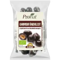 Bomboane Ghimbir BIO Indulcite si Glazurate cu Ciocolata Neagra, 130 g, Pronat