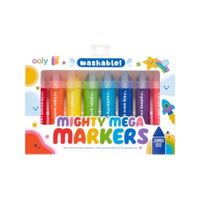Carioci lavabile cu varf triunghiular, Mighty Mega, set 8 culori