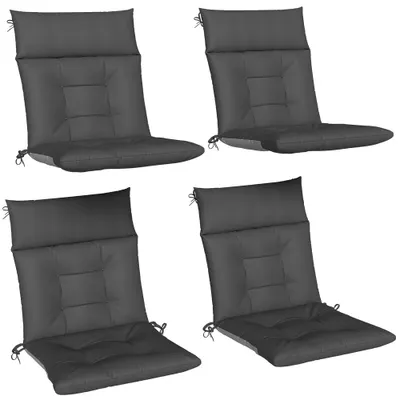 Outsunny Set de 4 Perne de Scaune de Terasă cu Șnururi, Poliester, Bumbac PP, 111,5 x 53 x 8 cm, Gri Închis | Aosom Romania