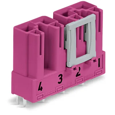Plug for PCBs; straight; 4-pole; Cod. B; pink