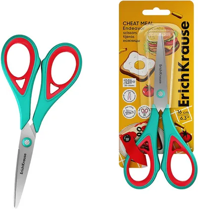 Foarfecă Erich Krause Endeavor - Cheat Meal, 16 cm, turcoaz
