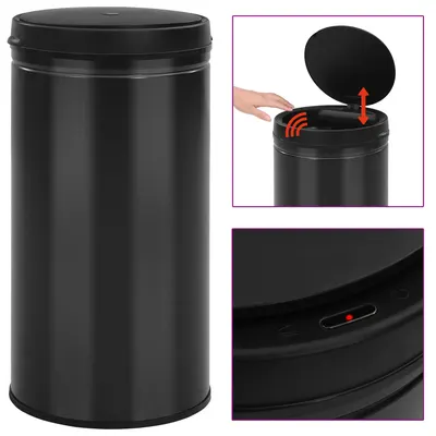 vidaXL Coș de gunoi automat cu senzor, 60 L, negru, oțel carbon