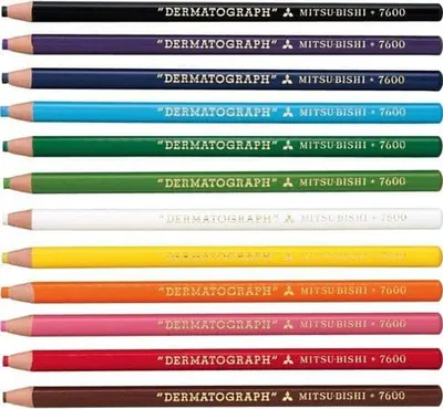 Set de creioane colorate Uni Dermatograph - 12 bucati