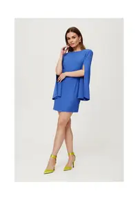 Rochie dama - cu maneci cu croiala - Poliester - Albastru - Albastru