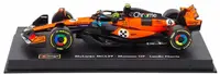 Model de colecție Bburago Mașini de curse - McLaren MCL39 #4 Lando Norris Pole Position & Winner Monaco GP / Formula 1 World champion (2025) (with pilot and showcase)