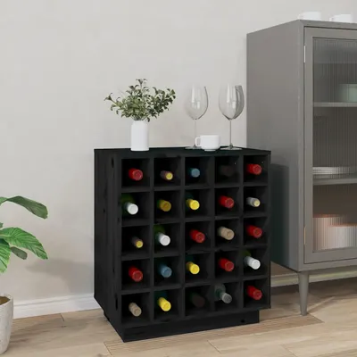 vidaXL Dulap de vinuri, negru, 55,5x34x61 cm, lemn masiv de pin
