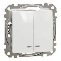Sedna Design, Intrerupator dublu cu indicator luminos albastru, alb