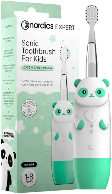 Nordics Periuță de dinți sonică pentru copii Panda CA2610, verde