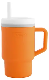 Pahar din silicon cu pai Infantino - 270 ml, portocaliu