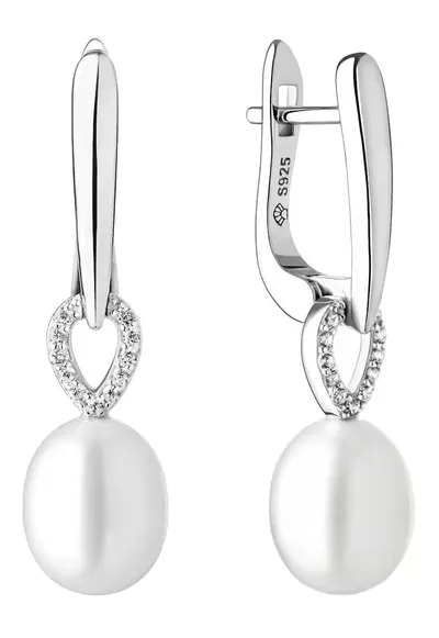 Cercei argint cu perle naturale si zirconia - Charm