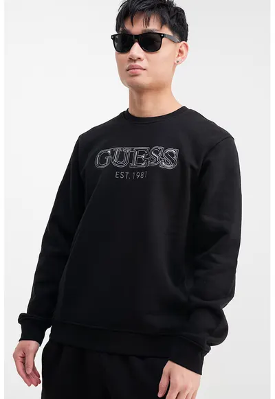 Bluza de trening cu logo brodat - Alb/Negru